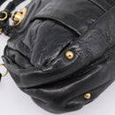 Chloe Hand Bag Leather Black Gold Tone Auth ep15756A-14
