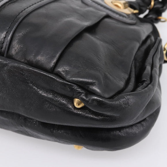Chloe Hand Bag Leather Black Gold Tone Auth ep15756A
