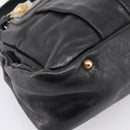 Chloe Hand Bag Leather Black Gold Tone Auth ep15756A-16