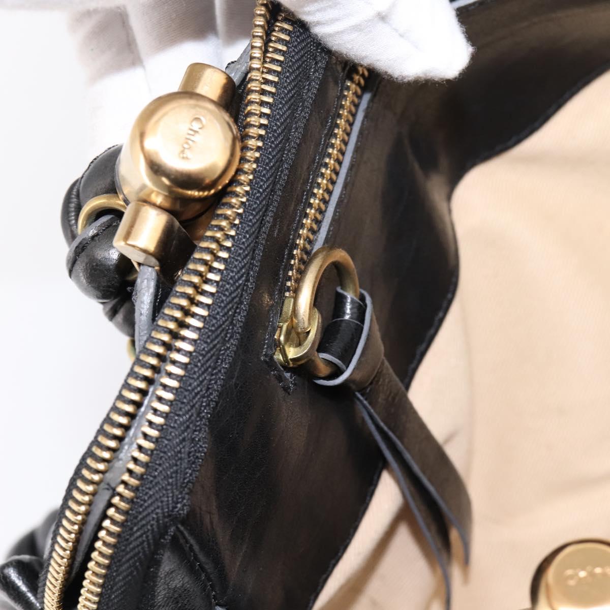 Chloe Hand Bag Leather Black Gold Tone Auth ep15756A | Brand