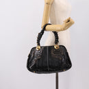 Chloe Hand Bag Leather Black Gold Tone Auth ep15756A-29