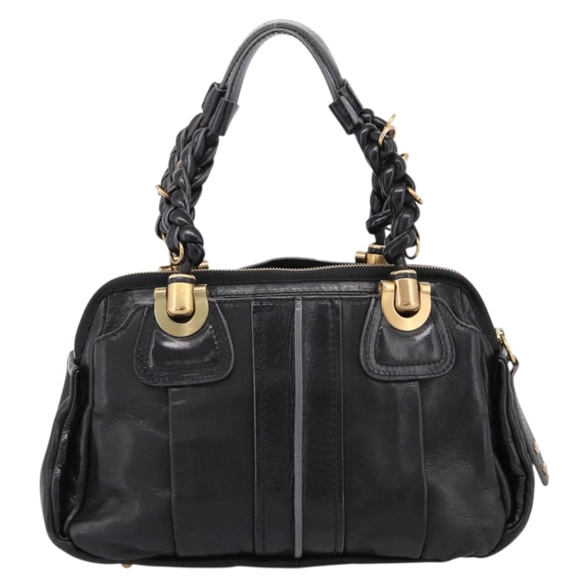 チコ Chloe Hand Bag Leather Black Gold Tone Auth ep15756A | Brand