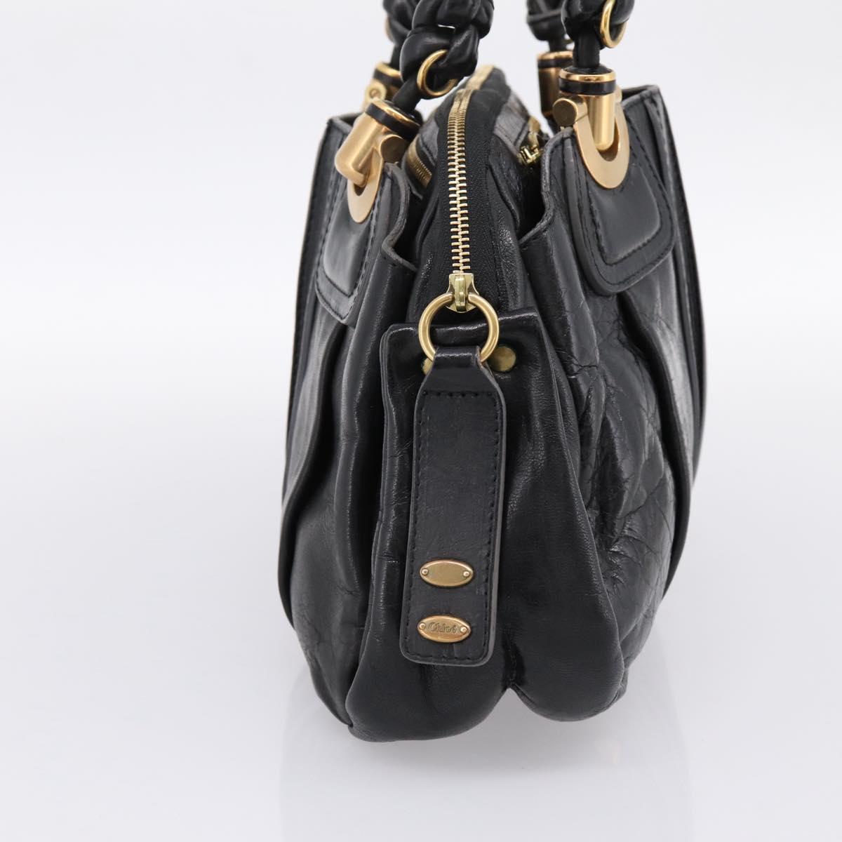 Chloe Hand Bag Leather Black Gold Tone Auth ep15756A | Brand