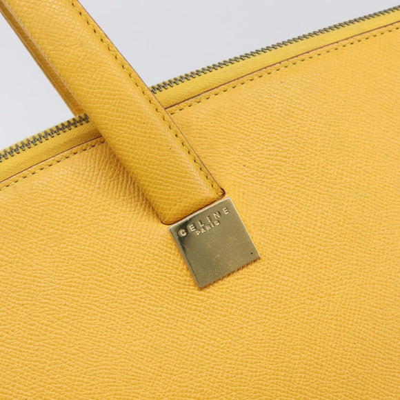 CELINE Tote Bag Leather Yellow Gold Tone Auth ep15757