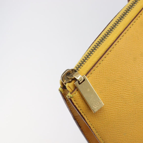 CELINE Tote Bag Leather Yellow Gold Tone Auth ep15757