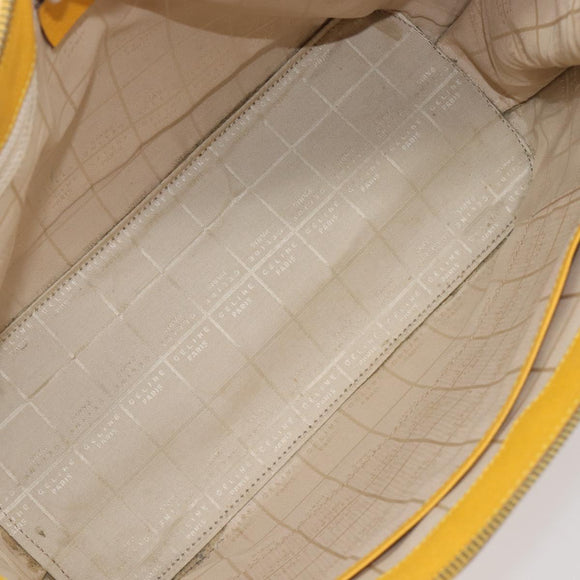 CELINE Tote Bag Leather Yellow Gold Tone Auth ep15757