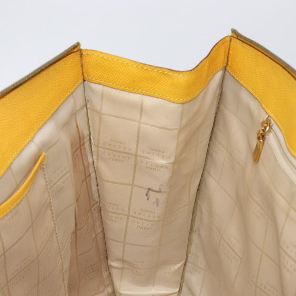 CELINE Tote Bag Leather Yellow Gold Tone Auth ep15757