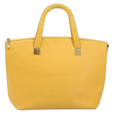 CELINE Tote Bag Leather Yellow Gold Tone Auth ep15757 - 0