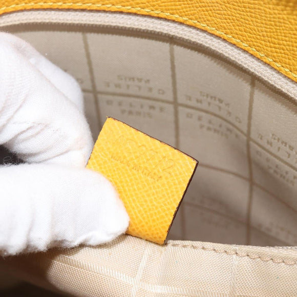 CELINE Tote Bag Leather Yellow Gold Tone Auth ep15757