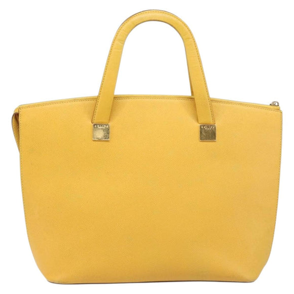 CELINE Tote Bag Leather Yellow Gold Tone Auth ep15757