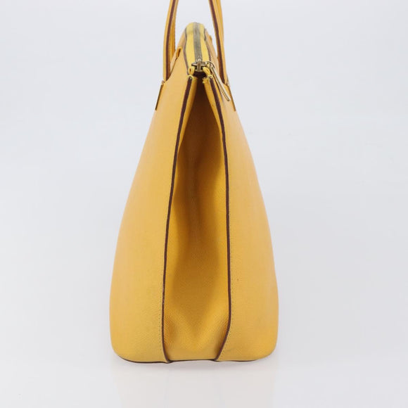 CELINE Tote Bag Leather Yellow Gold Tone Auth ep15757