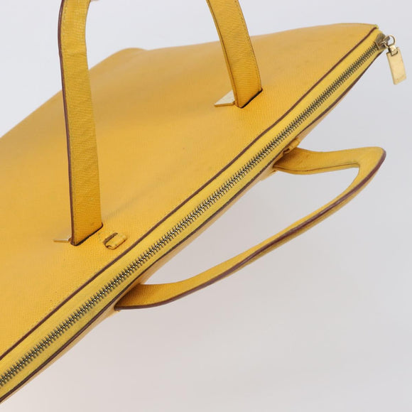 CELINE Tote Bag Leather Yellow Gold Tone Auth ep15757