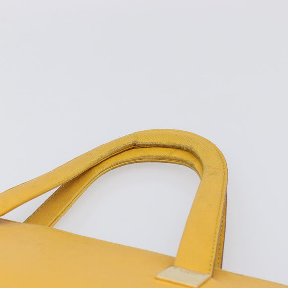 CELINE Tote Bag Leather Yellow Gold Tone Auth ep15757