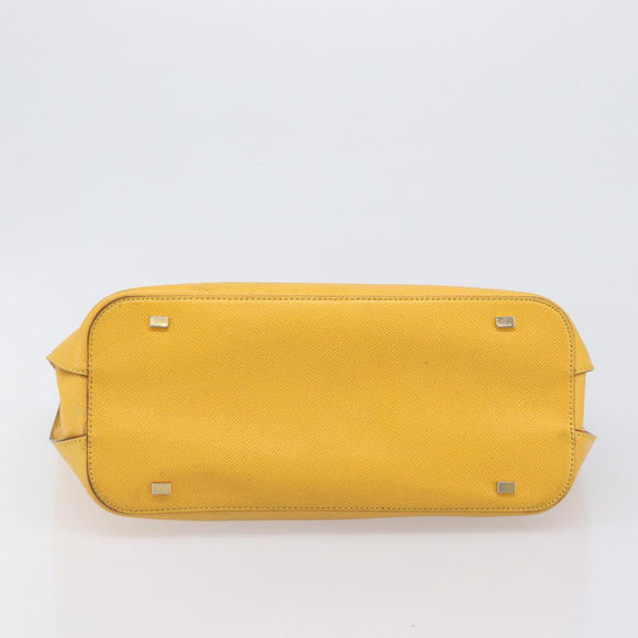 CELINE Tote Bag Leather Yellow Gold Tone Auth ep15757