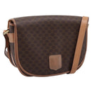 CELINE Macadam Shoulder Bag PVC Leather Brown Gold Tone Auth ep15762-1
