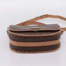 CELINE Macadam Shoulder Bag PVC Leather Brown Gold Tone Auth ep15762-5