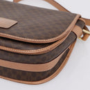 CELINE Macadam Shoulder Bag PVC Leather Brown Gold Tone Auth ep15762-10