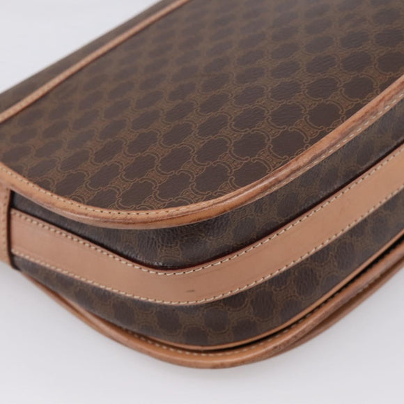 CELINE Macadam Shoulder Bag PVC Leather Brown Gold Tone Auth ep15762