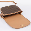 CELINE Macadam Shoulder Bag PVC Leather Brown Gold Tone Auth ep15762-18