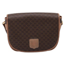 CELINE Macadam Shoulder Bag PVC Leather Brown Gold Tone Auth ep15762-13