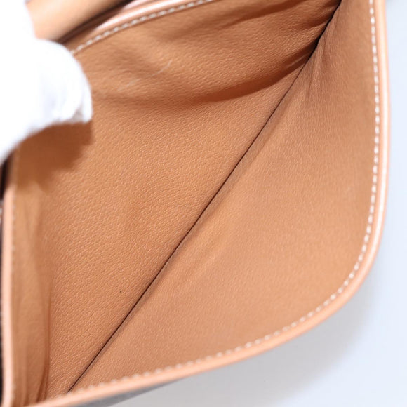 CELINE Macadam Shoulder Bag PVC Leather Brown Gold Tone Auth ep15762