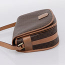 CELINE Macadam Shoulder Bag PVC Leather Brown Gold Tone Auth ep15762-3