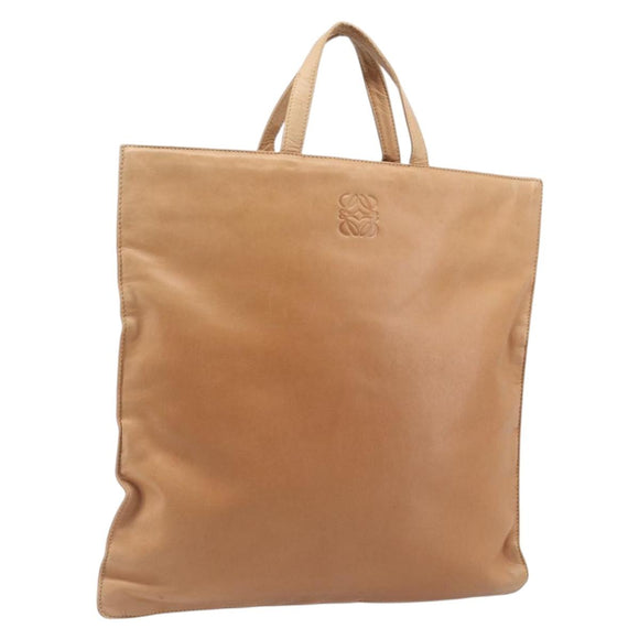 LOEWE Hand Bag Leather Beige Auth ep15763