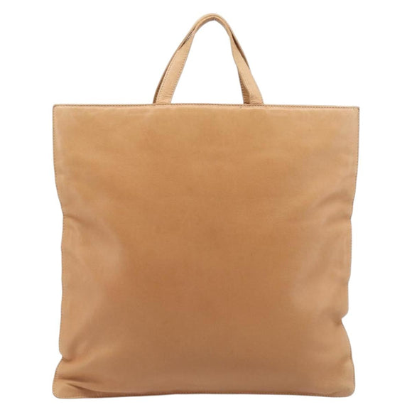 LOEWE Hand Bag Leather Beige Auth ep15763
