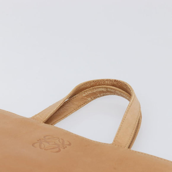 LOEWE Hand Bag Leather Beige Auth ep15763