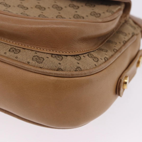 GUCCI Micro GG Canvas Shoulder Bag Beige Gold Tone Auth ep15764
