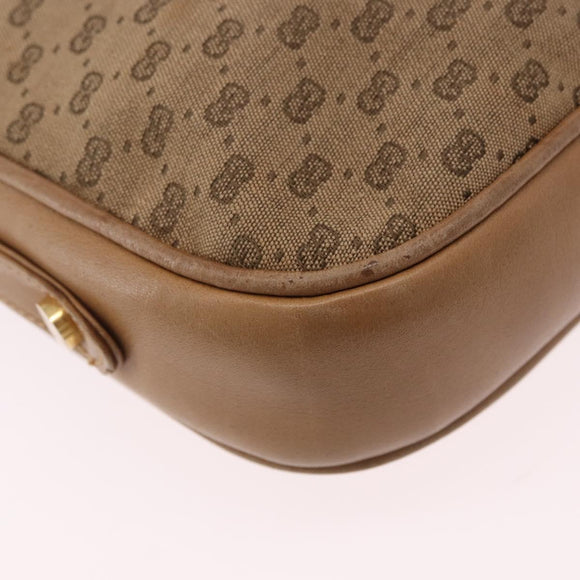 GUCCI Micro GG Canvas Shoulder Bag Beige Gold Tone Auth ep15764