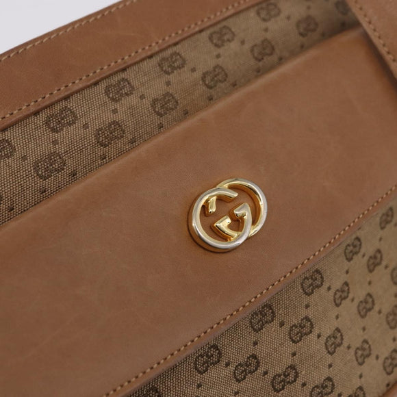 GUCCI Micro GG Canvas Shoulder Bag Beige Gold Tone Auth ep15764
