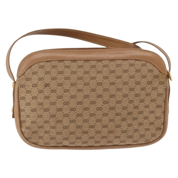 GUCCI Micro GG Canvas Shoulder Bag Beige Gold Tone Auth ep15764