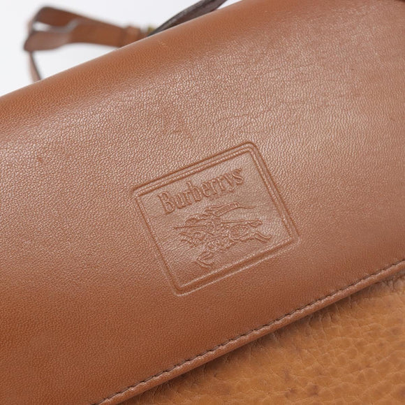 Burberrys Shoulder Bag Leather Brown Gold Tone Auth ep15766