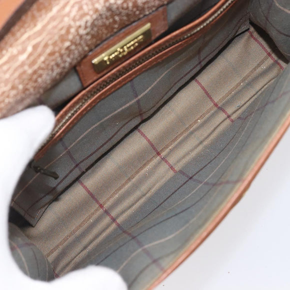 Burberrys Shoulder Bag Leather Brown Gold Tone Auth ep15766