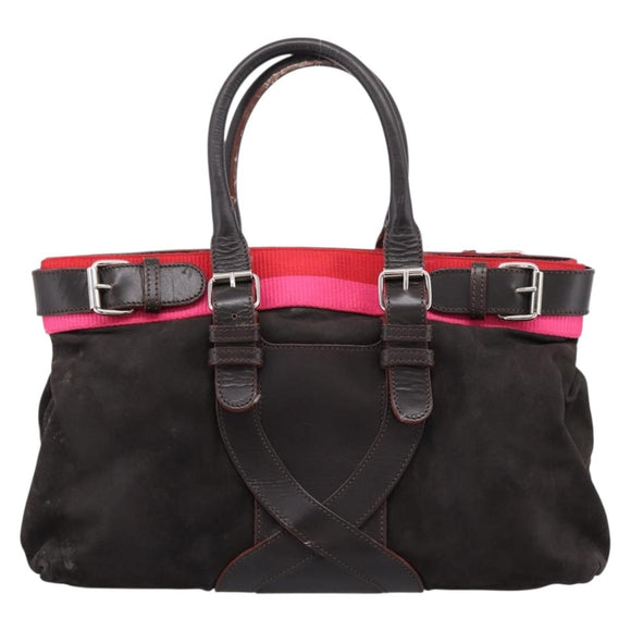 LOEWE Hand Bag Leather Black Silver Auth ep15767