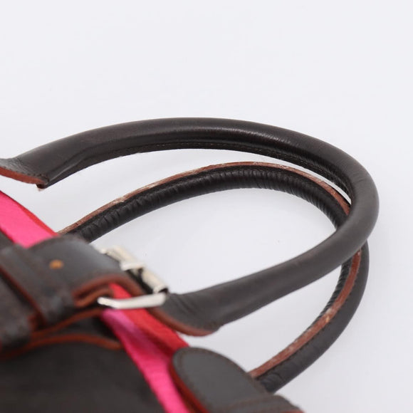 LOEWE Hand Bag Leather Black Silver Auth ep15767