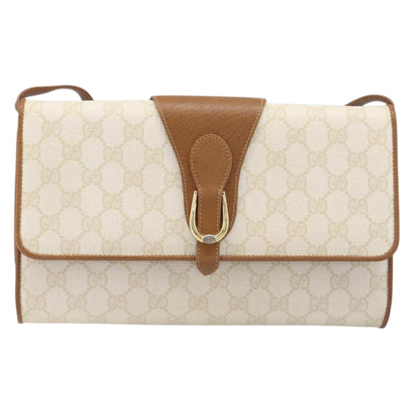 GUCCI GG Supreme Shoulder Bag PVC White Gold Tone 904 02 050 Auth ep15777