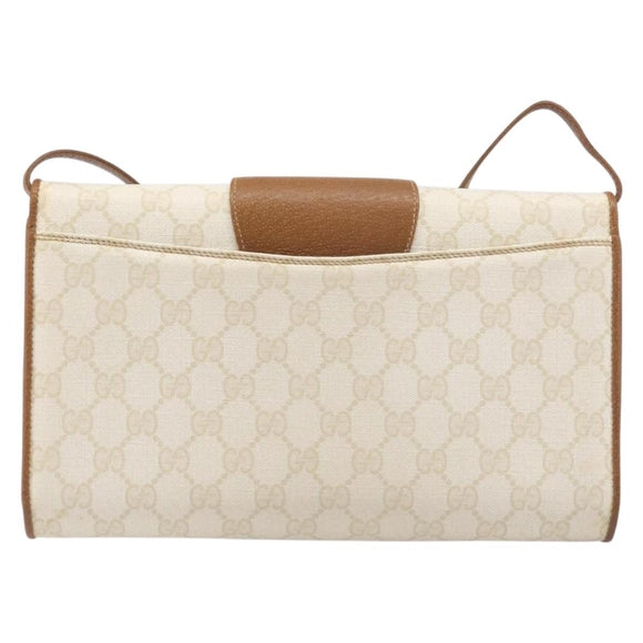 GUCCI GG Supreme Shoulder Bag PVC White Gold Tone 904 02 050 Auth ep15777