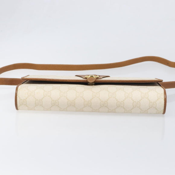 GUCCI GG Supreme Shoulder Bag PVC White Gold Tone 904 02 050 Auth ep15777