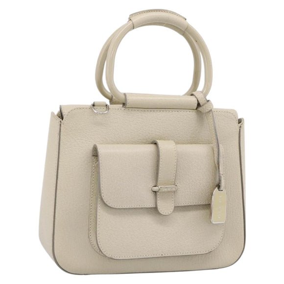 GUCCI Hand Bag Leather Ivory Silver 000 2058 0308 5 Auth ep15778