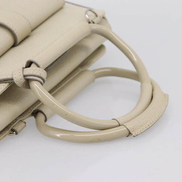 GUCCI Hand Bag Leather Ivory Silver 000 2058 0308 5 Auth ep15778