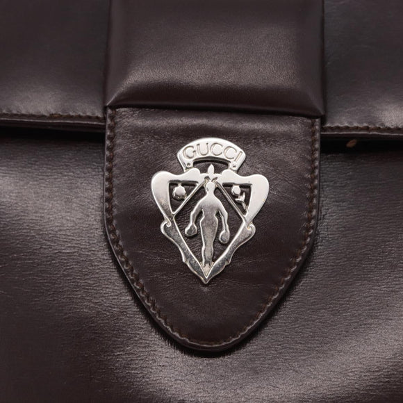 GUCCI Shoulder Bag Leather Brown Silver 004 01 0296 Auth ep15780