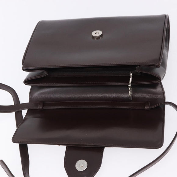 GUCCI Shoulder Bag Leather Brown Silver 004 01 0296 Auth ep15780