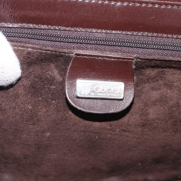 GUCCI Shoulder Bag Leather Brown Silver 004 01 0296 Auth ep15780
