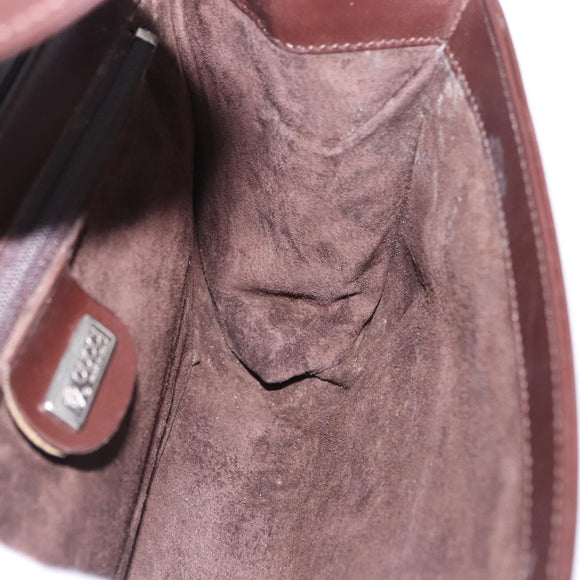 GUCCI Shoulder Bag Leather Brown Silver 004 01 0296 Auth ep15780