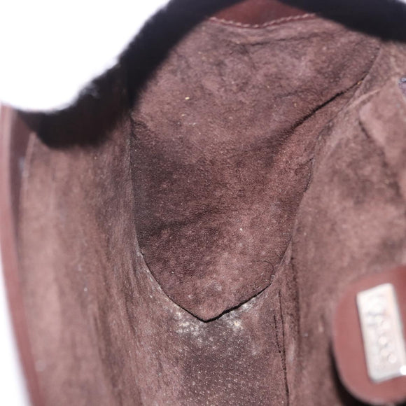 GUCCI Shoulder Bag Leather Brown Silver 004 01 0296 Auth ep15780