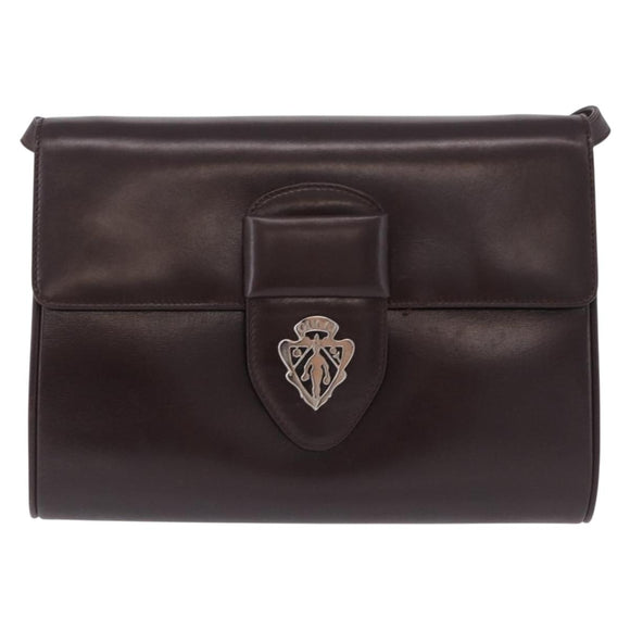 GUCCI Shoulder Bag Leather Brown Silver 004 01 0296 Auth ep15780