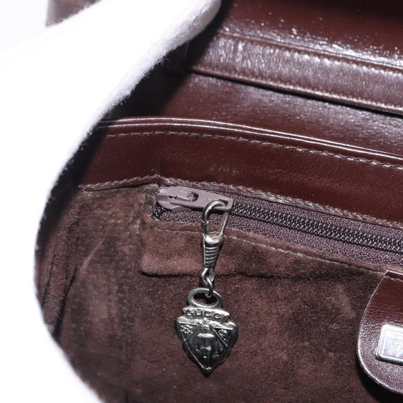 GUCCI Shoulder Bag Leather Brown Silver 004 01 0296 Auth ep15780
