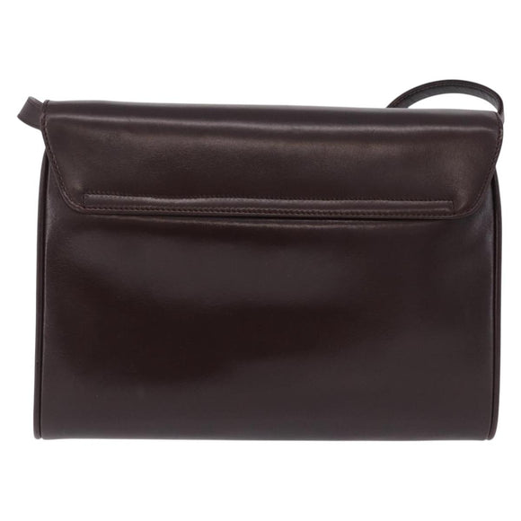 GUCCI Shoulder Bag Leather Brown Silver 004 01 0296 Auth ep15780